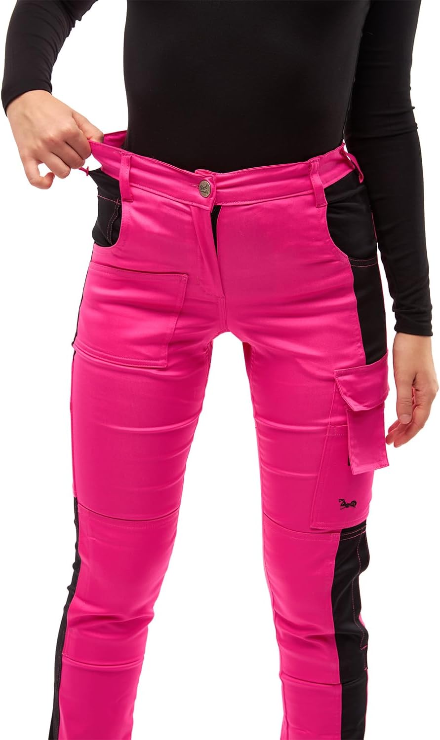 strongAnt Damen Arbeitshose komplett Stretch für Frauen Bundhose mit Kniepolstertaschen Schwarz Grau