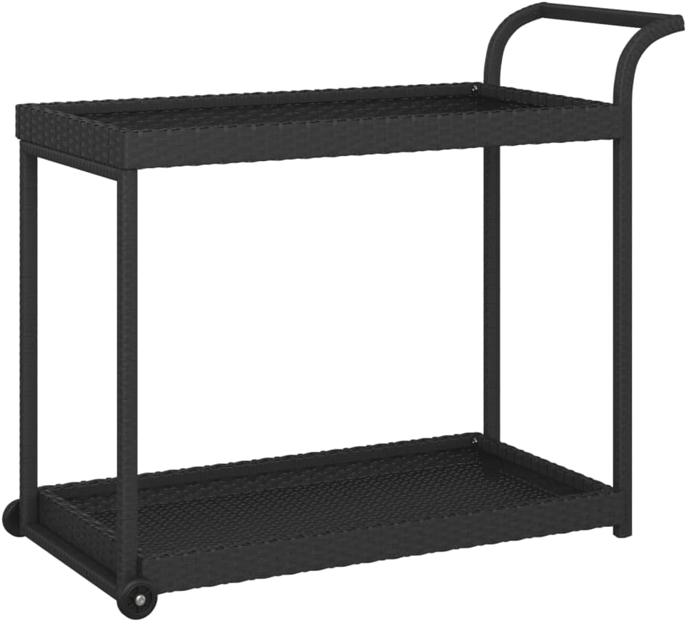INLIFE Barwagen Schwarz 100x45x83 cm Poly Rattan