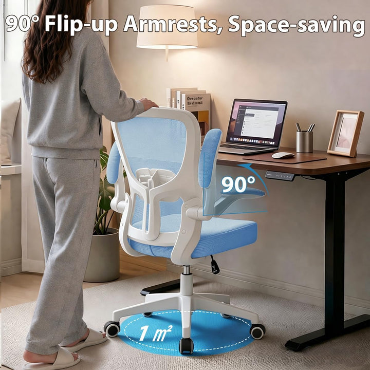 Durrafy Ergonomischer Bürostuhl Schreibtischstuhl mit Hochklappbaren Armlehnen,Verstellbarer Lendenw
