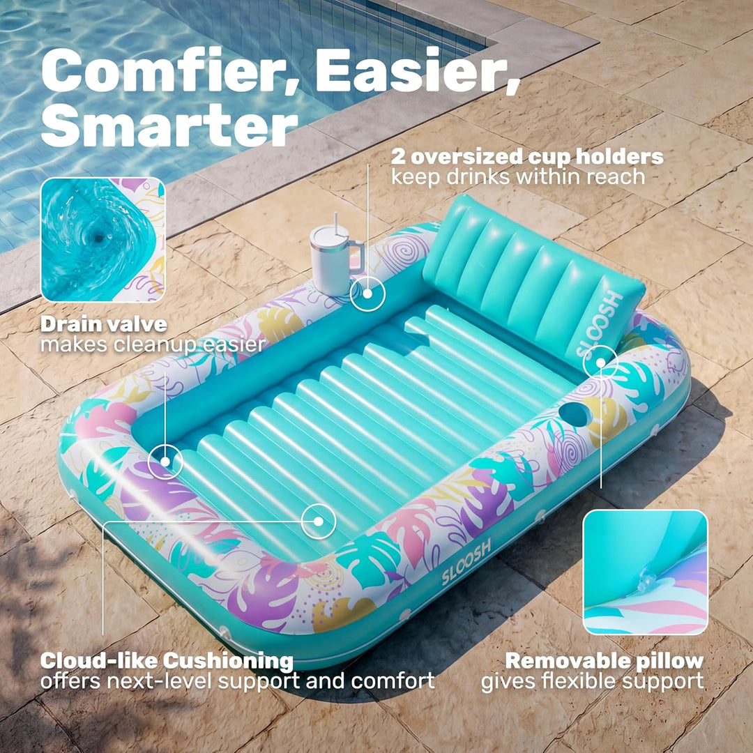 SLOOSH Aufblasbare Tanning Pool, 70" x 46"/ 85" x 57" Grosse aufblasbarer Luftmatratze für Erwachsen