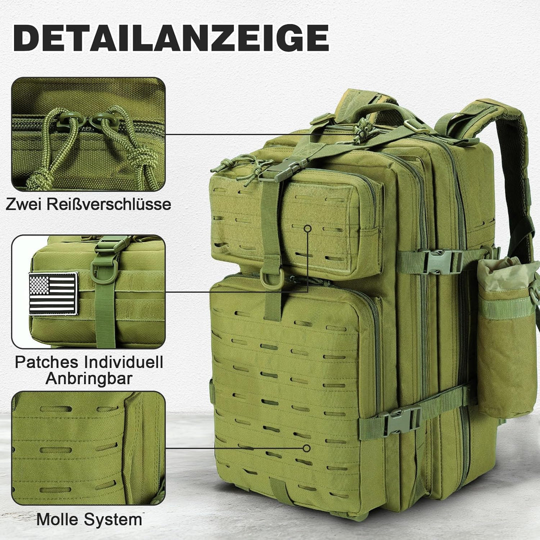 SHANNA Trekkingrucksack, Wanderrucksäcke Militärrucksack 45L Armee Rucksack MOLLE Assault Pack Takti