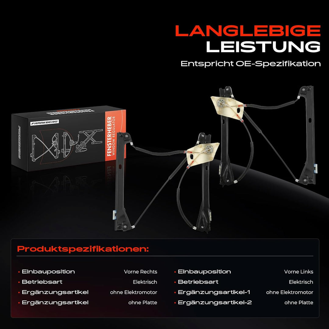 Frankberg 2x Elektrischer Fensterheber Ohne Motor Vorne Links Rechts für Polo 6R 6C 6R_ Schrägheck 2