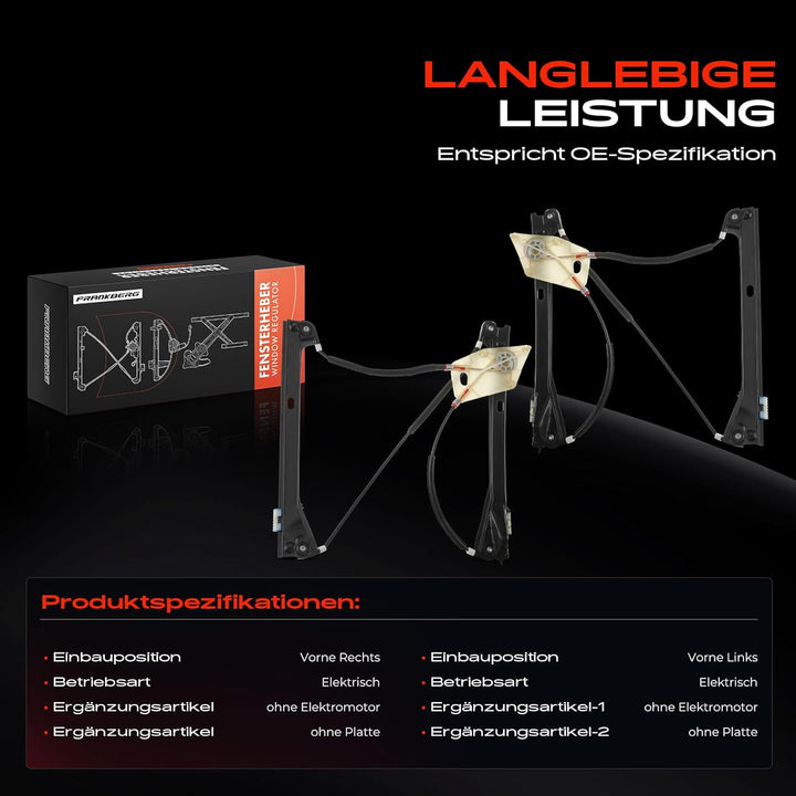 Frankberg 2x Elektrischer Fensterheber Ohne Motor Vorne Links Rechts für Polo 6R 6C 6R_ Schrägheck 2