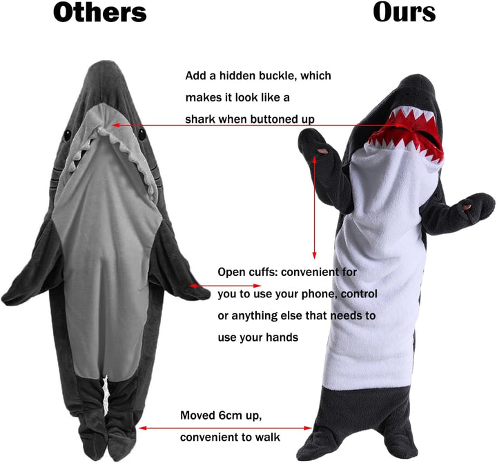 Shamdon Home Collection Hai Decke für Erwachsene Kind, Wearable Shark Blanket Deckenpullover für Dam