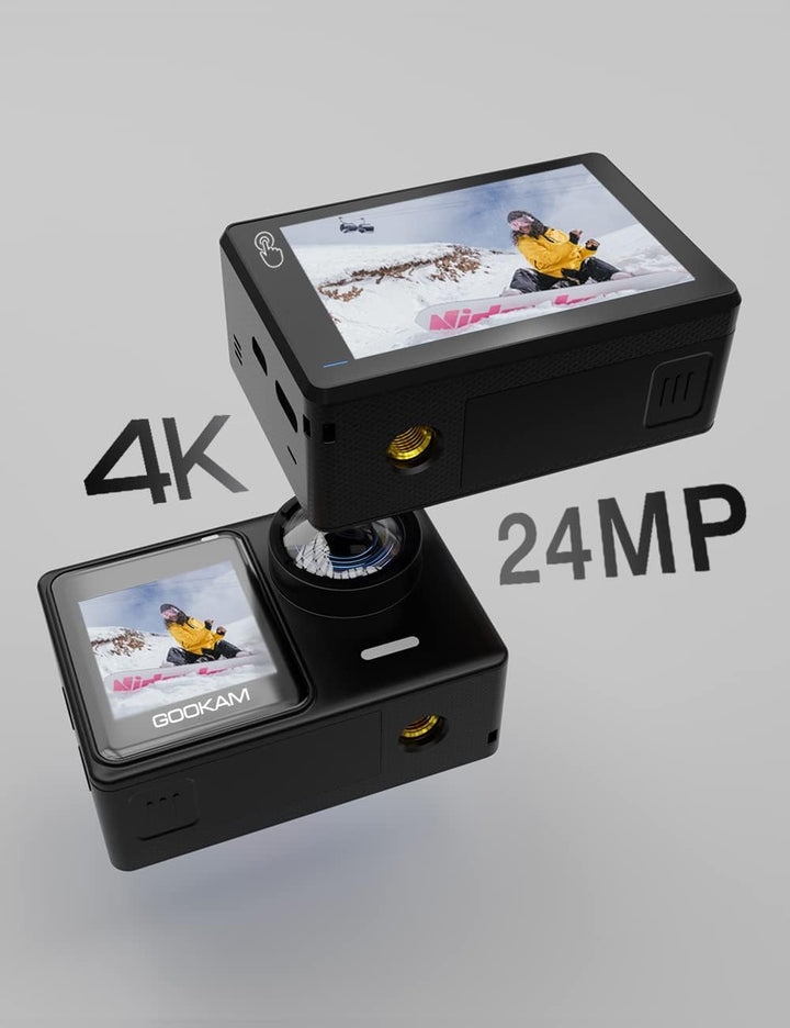 GOOKAM 4K 60fps 24MP Action Cam WiFi Actionkamera Dualscreen Touchscreen 40M Unterwasserkamera EIS S