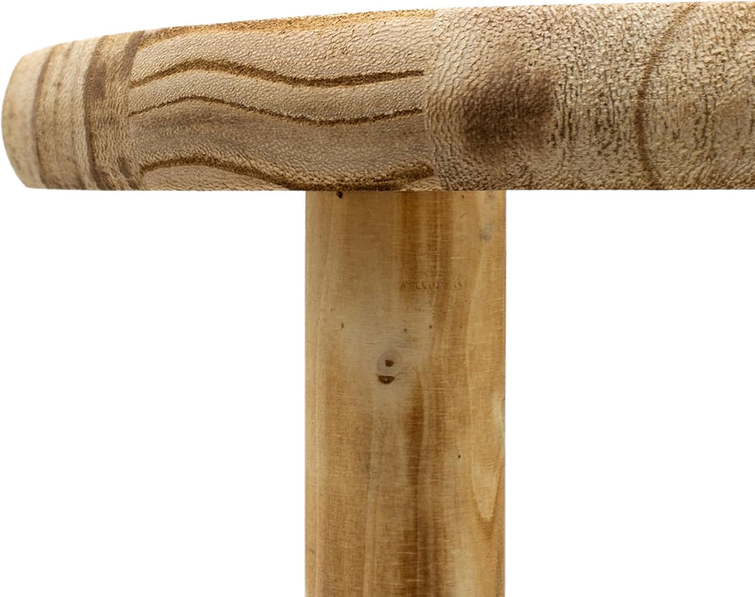 Holz Blumenhocker mit 3 Beinen geflammt 3er Set - 20 / 23 / 25 cm - Massivholz Deko Hocker rund klei