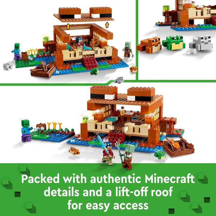 LEGO Minecraft Das Froschhaus, Spielzeug-Haus mit Figuren inkl. Zombie & Minecraft Hinterhalt am Net