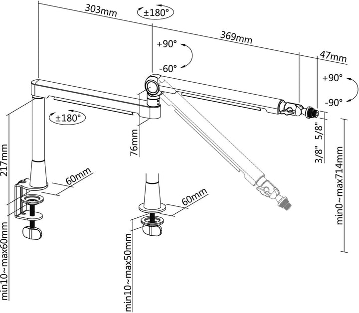 Halterungsprofi Alu Mikrofon Halterung Ständer HPMIC-1AL