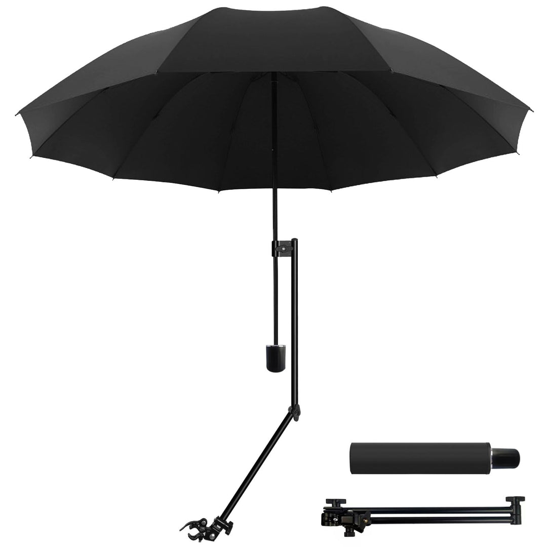 WILRAY UPF 50+Verstellbarer Regenschirm, Golfschirm mit verstellbarer universeller Klemme, für Stühl