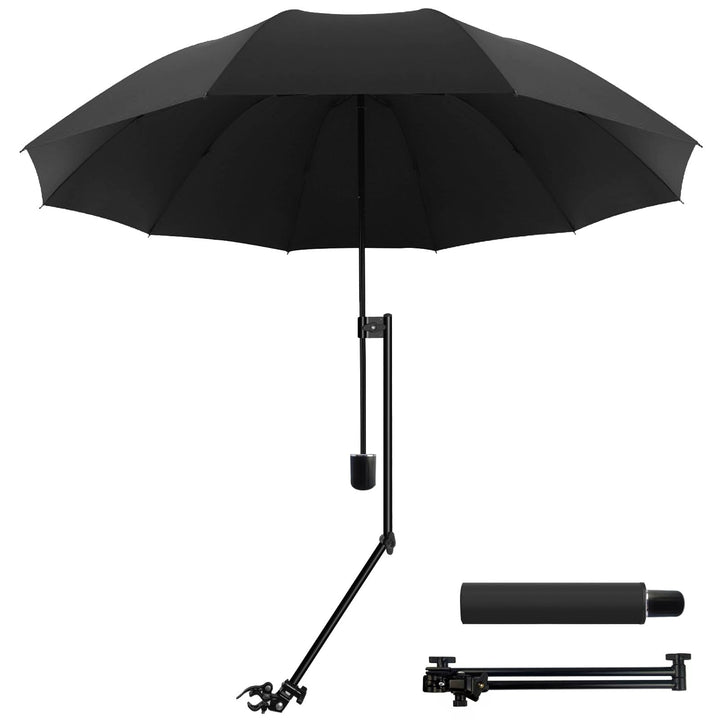 WILRAY UPF 50+Verstellbarer Regenschirm, Golfschirm mit verstellbarer universeller Klemme, für Stühl