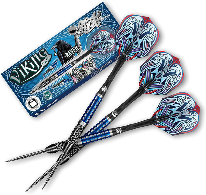 Shot! Darts Viking Raven 90% Tungsten Pro Throwing Darts Steel Tip Set Professional Made in New Zeal