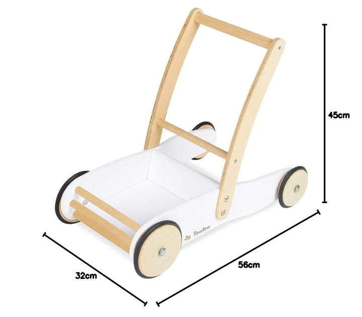 PINOLINO Lauflernwagen Uli, aus Holz, mit Bremssystem, Lauflernhilfe mit gummierten Holzrädern, für