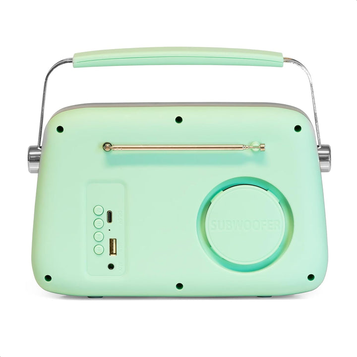 Madison - FREESOUND-VR40GR-MAT - 30W Vintage-Radio mit langem Akku - Bluetooth, USB & FM - Blassgrün