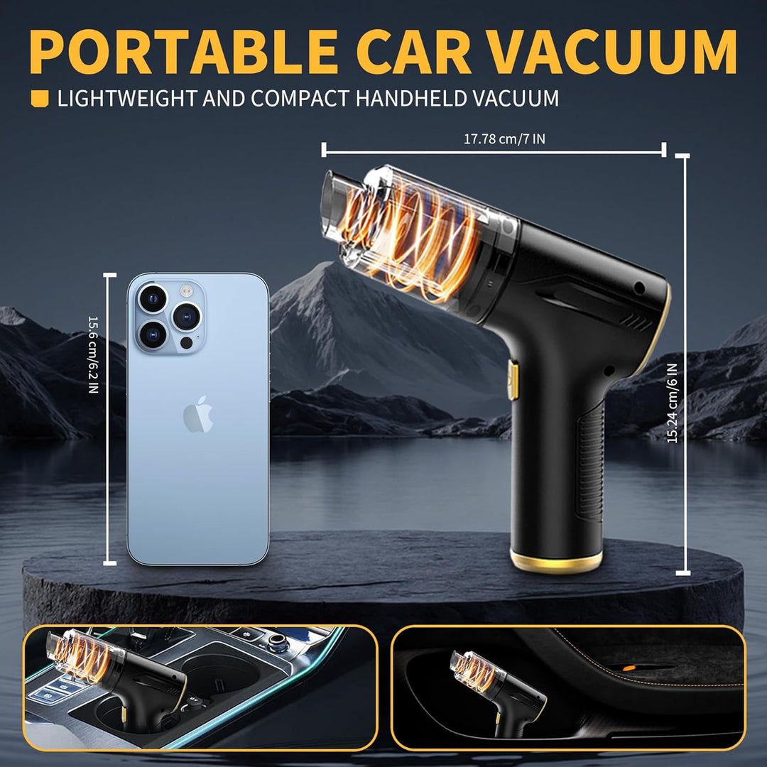 Handstaubsauger Akku 4-in-1 Auto Staubsauger Stark，15000Pa Tragbarer Autostaubsauger，mit Bürstenlose