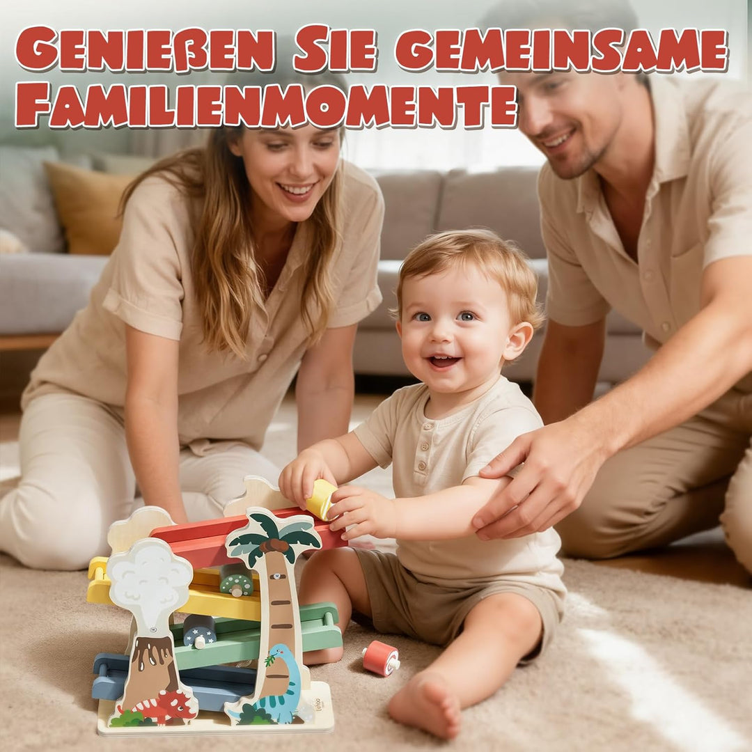 Lehoo Castle Montessori Spielzeug ab 1 2 Jahr, Dinosaurier Kugelbahn Holz, Holzspielzeug ab 1 2 Jahr