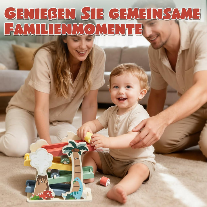 Lehoo Castle Montessori Spielzeug ab 1 2 Jahr, Dinosaurier Kugelbahn Holz, Holzspielzeug ab 1 2 Jahr