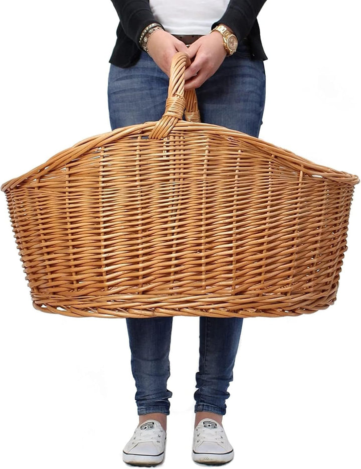 Dekoleidenschaft XXL Einkaufskorb Maxi aus Weide Natur, 68x49 cm gross, Tragekorb geflochten, Erntek