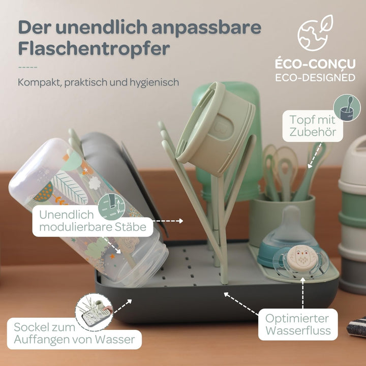 BÉABA, Abtropfgestell Babyflaschen, Grosses Fassungsvermögen, Modular, Bis zu 6 Flaschen und Kinderg