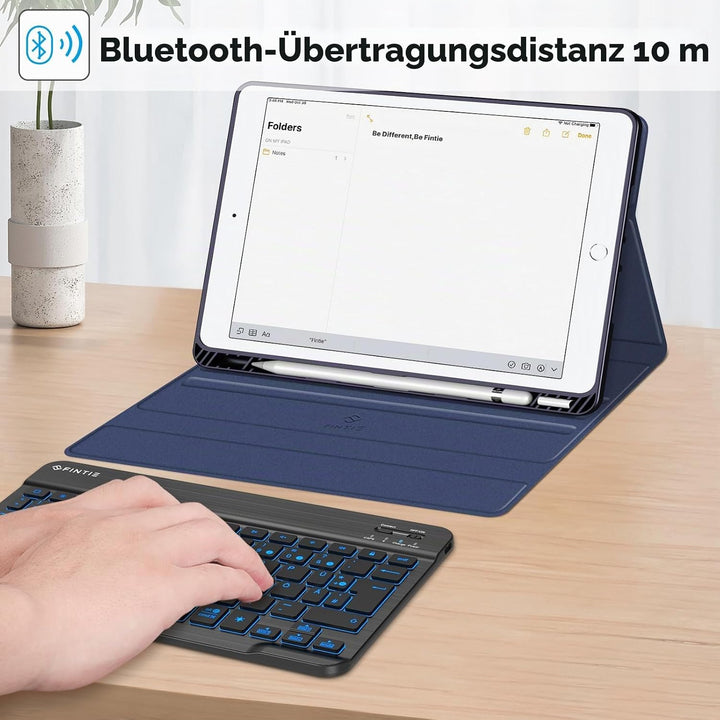 Fintie Hülle mit Tastatur für iPad 9. / 8. / 7. Generation (10.2 Zoll, 2021/2020/2019), Beleuchtete