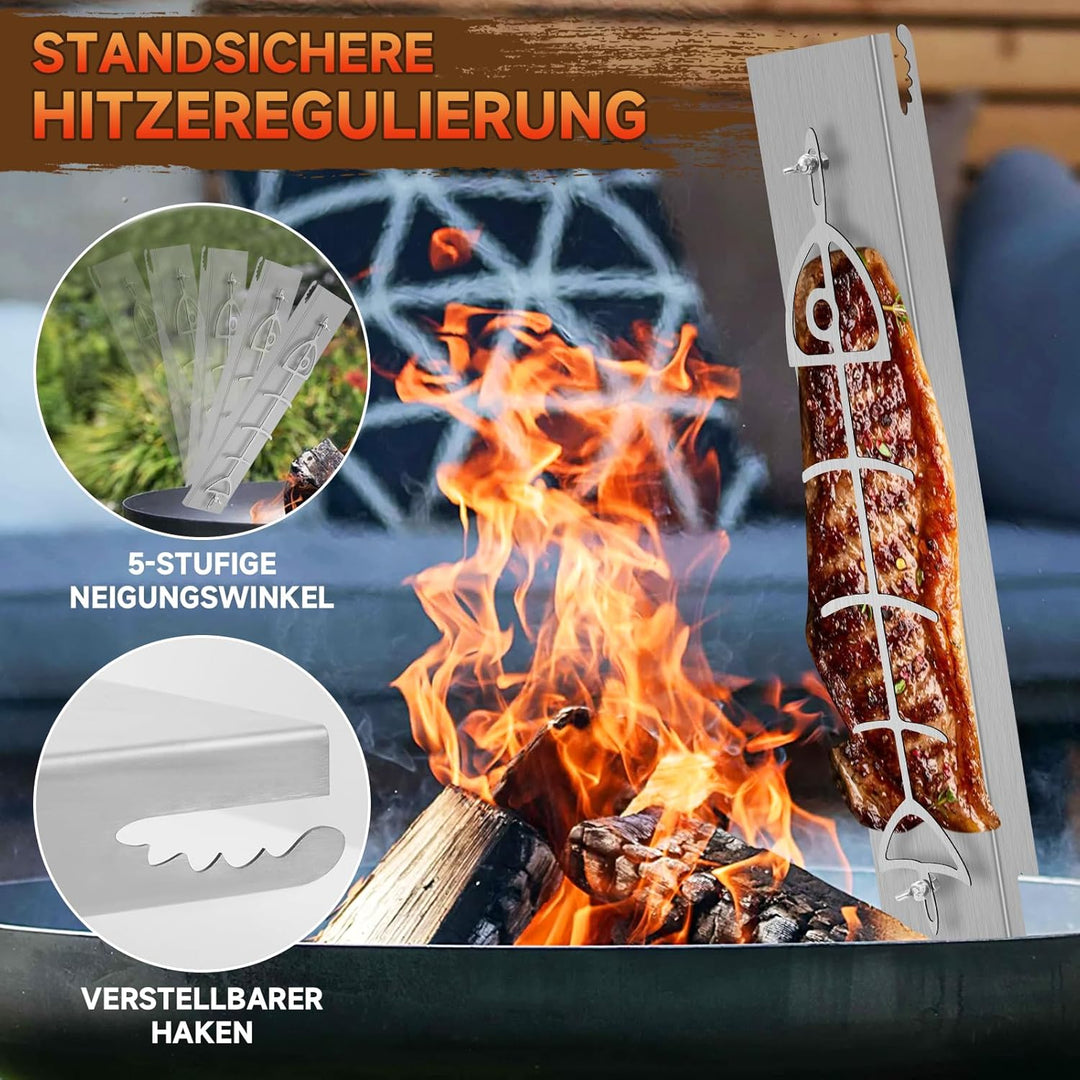 Flammlachsbrett Lachsbrett aus Edelstahl für Feuerschale und Kugelgrill Grill Feuerstelle Feuerschal