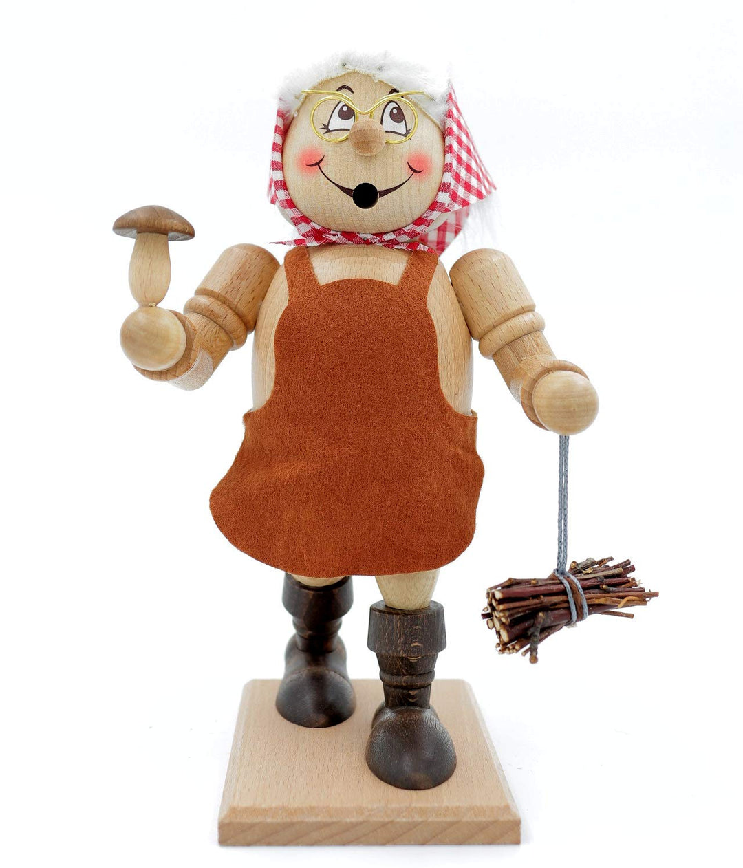 Kuhnert - Original Erzgebirgische Holzkunst Räuchermann Räucherfigur 23cm - Reisigfrau, Reisigfrau