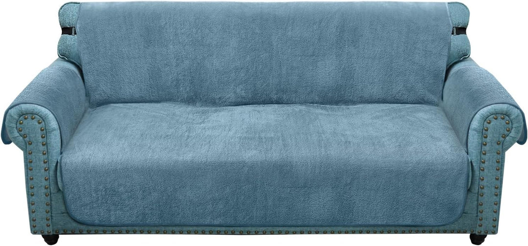 Granbest Super Thick Samt Sofabezug 3 Sitzer Anti-Rutsch Durable Couchbezug mit Elastischem Riemen 4