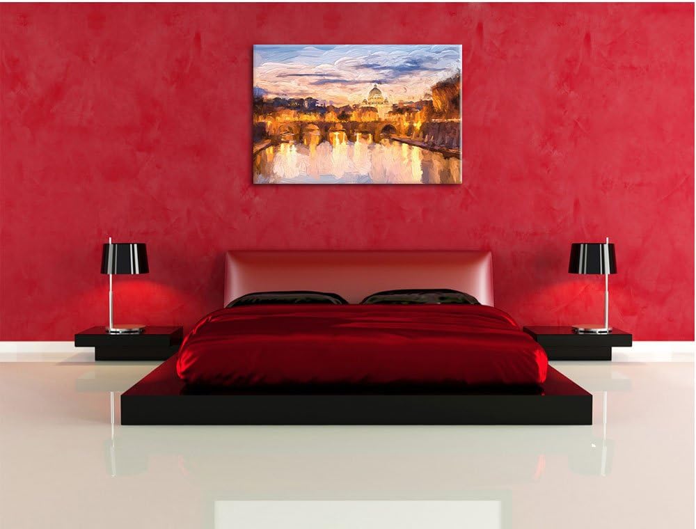 Nachtansicht der Basilika St. Peter in Rom Kunst Pinsel Effekt, Format: 120x80 auf Leinwand, riesige