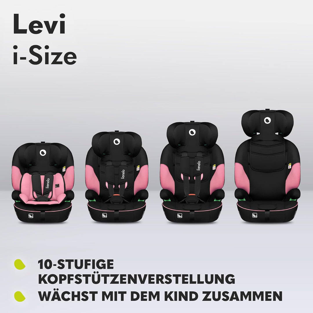 LIONELO LEVI I-SIZE 76-150 cm Kinderautositz, Gruppe 1 2 3, Seitenschutz, 10 Grad Kopfstützenverstel