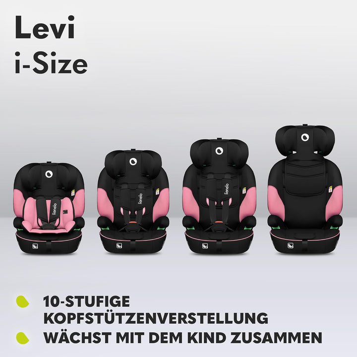 LIONELO LEVI I-SIZE 76-150 cm Kinderautositz, Gruppe 1 2 3, Seitenschutz, 10 Grad Kopfstützenverstel