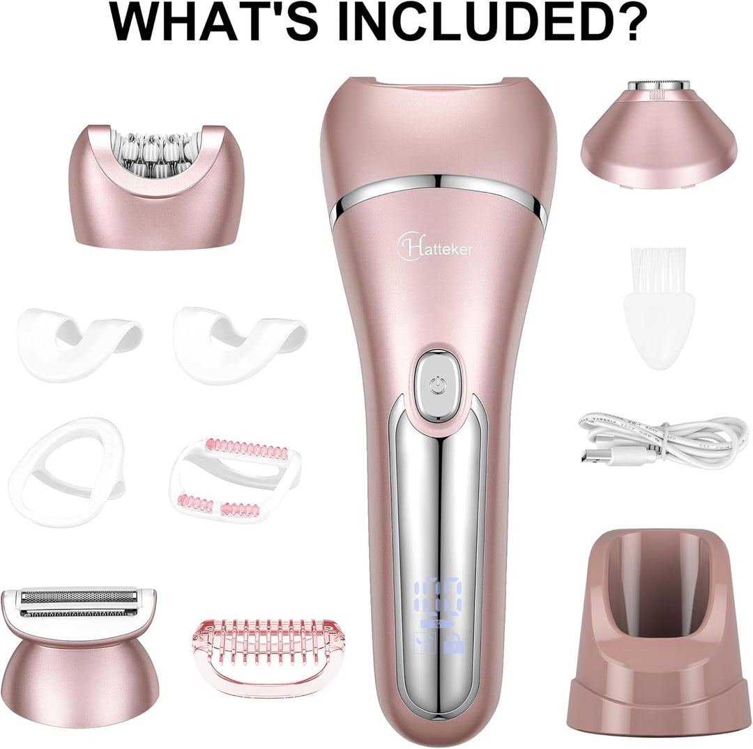 Hatteker Elektrischer Rasierer 3-in-1 Geeignet für Gesicht Kinn Arme Beine Achseln Tragbare Schmerzl