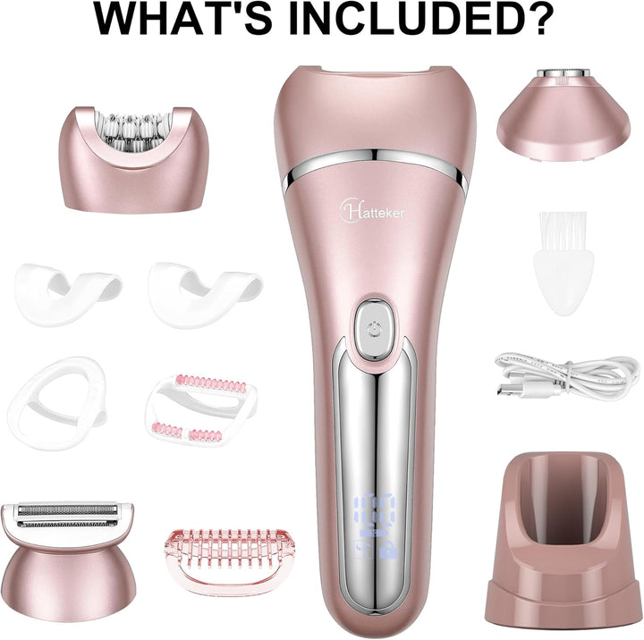 Hatteker Elektrischer Rasierer 3-in-1 Geeignet für Gesicht Kinn Arme Beine Achseln Tragbare Schmerzl