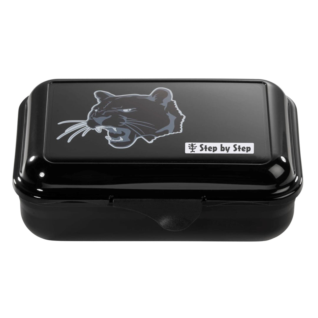 Step by Step Lunchbox „Wild Cat Chiko“, schwarz, mit Trennwand und Klickverschluss, spülmaschinenfes