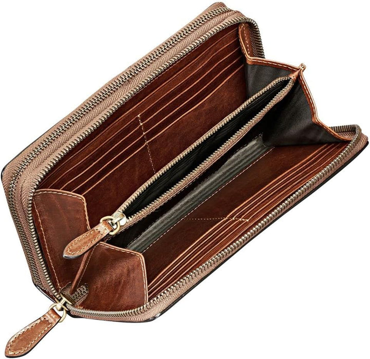 Maxwell Scott Italienische Damen Luxus Leder Clutch Meleto in Cognac Braun, Cognac Braun