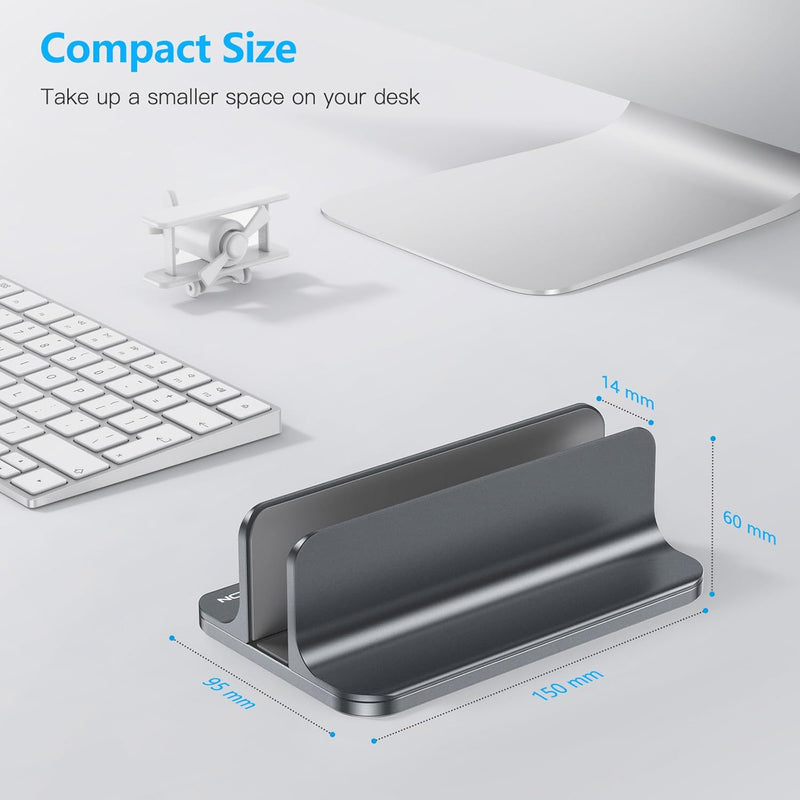 OMOTON Vertikal Verstellbarer Laptop Ständer, Notebook Ständer aus Aluminium, Laptop Halterung für M