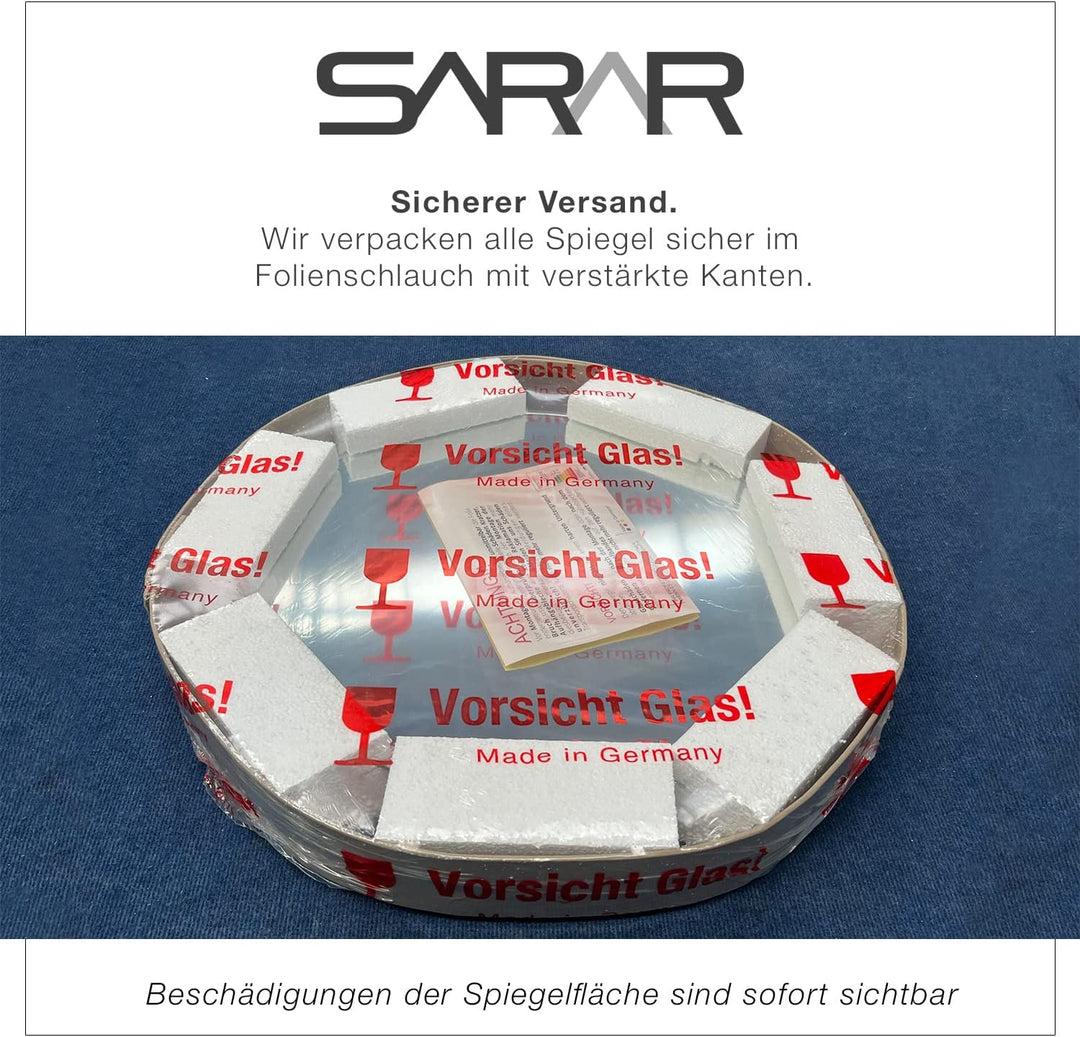 SARAR | Badspiegel Badezimmerspiegel KS6, Kristallspiegel, Wandspiegel Badezimmer, Klebespiegel ohne