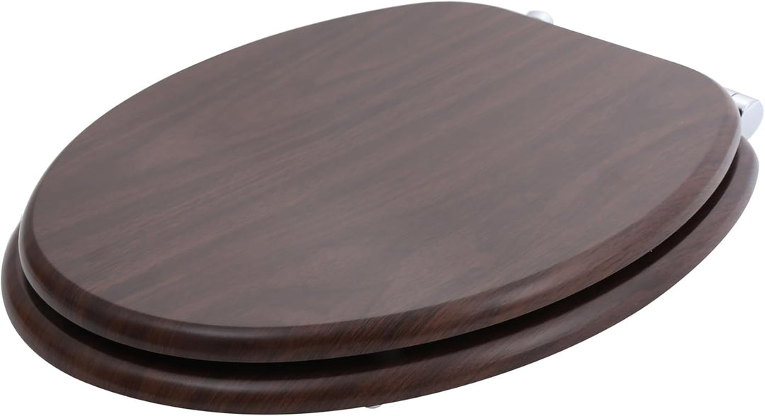 sanicomfort WC Sitz Wood dark, MDF Holzkern, mit Absenkautomatik, Toilettensitz mit Klodecken, Klobr