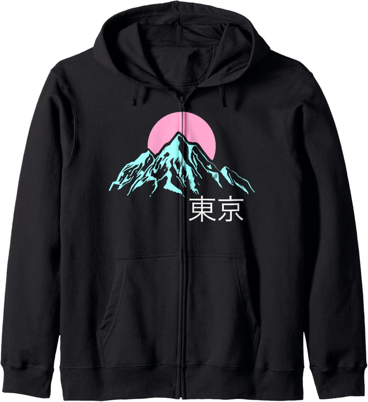 Trendy Pastel Mountaintop Japanese Kanji Kapuzenjacke