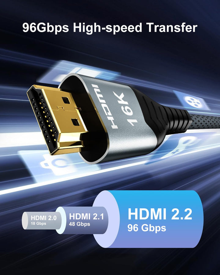 16K 10K 8K HDMI 2.2 Kabel 96Gbps 3m, Ultra High Speed HDMI Kabel Unterstützt16K 60Hz 8K 240Hz 4K 480