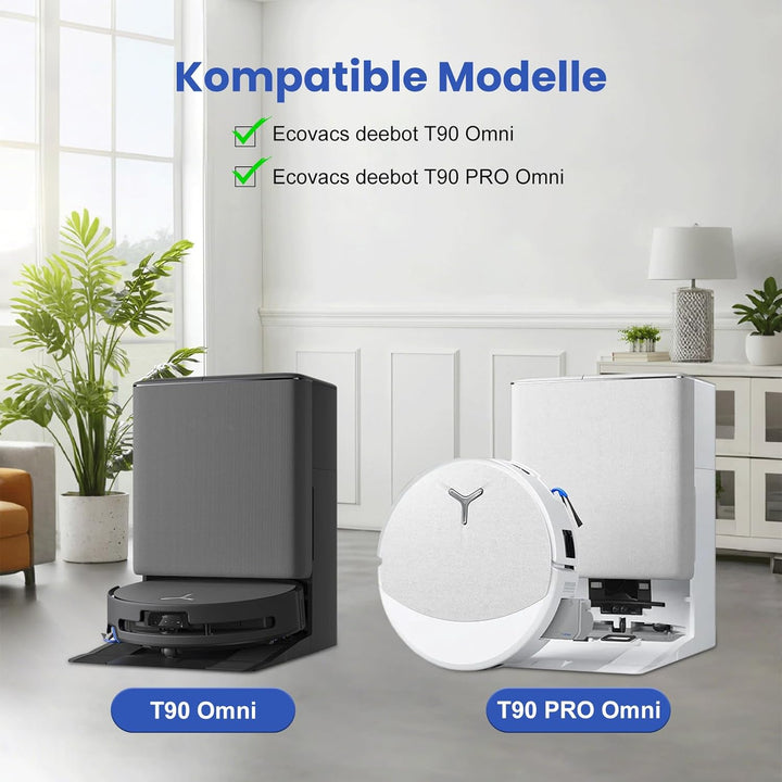 Alloytool 25 Stück Zubehör für ECOVACS DEEBOT T90 Omni/T90 PRO Omni/X12 Pro Omni–Enthält 2 Hauptbürs