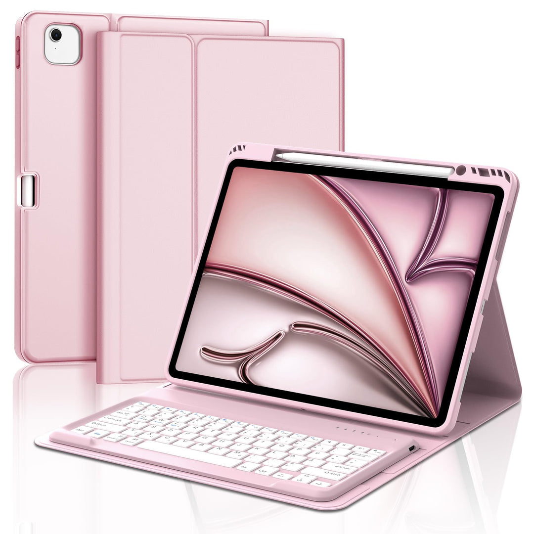 IVEOPPE Tastatur für iPad Air 13" M3 2025 Hülle mit Bluetooth magnetischer Deutsch QWERTZ Tastatur R