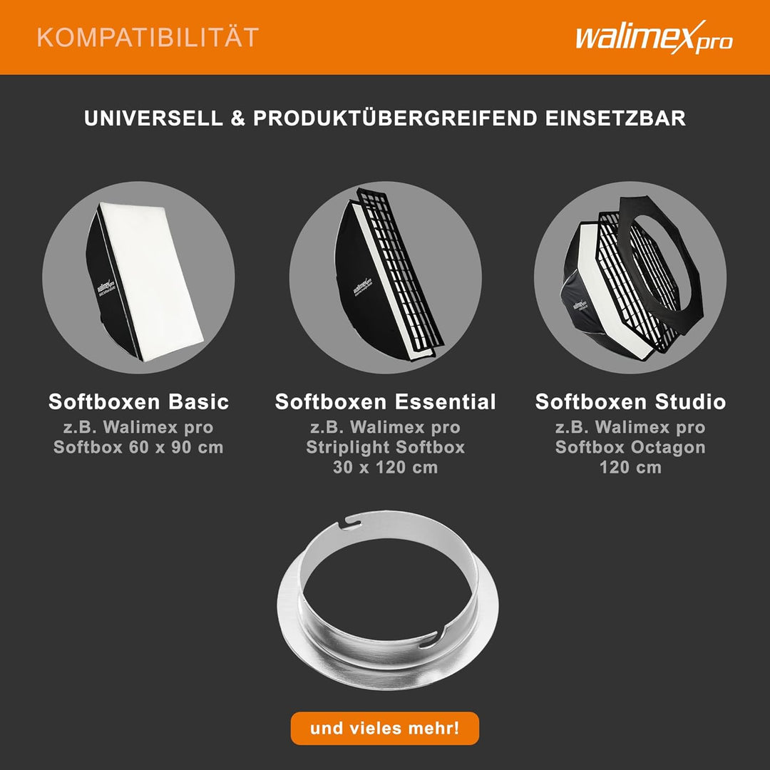 Walimex Softboxadapter für Elinchrom (Aussendurchmesser: 15,2 cm)