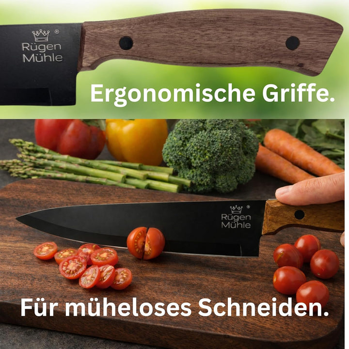 DER ORIGINAL Premium Design Messerblock, 7-teilig, Akazien Echtholz, Edelstahl, Rostfrei, Messerset,