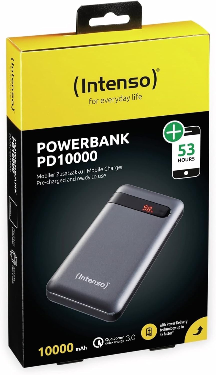 Intenso 7332330 Powerbank PD 10000 - externer Akku mit Power Delivery & Quick Charge 3(10000mAh, gee
