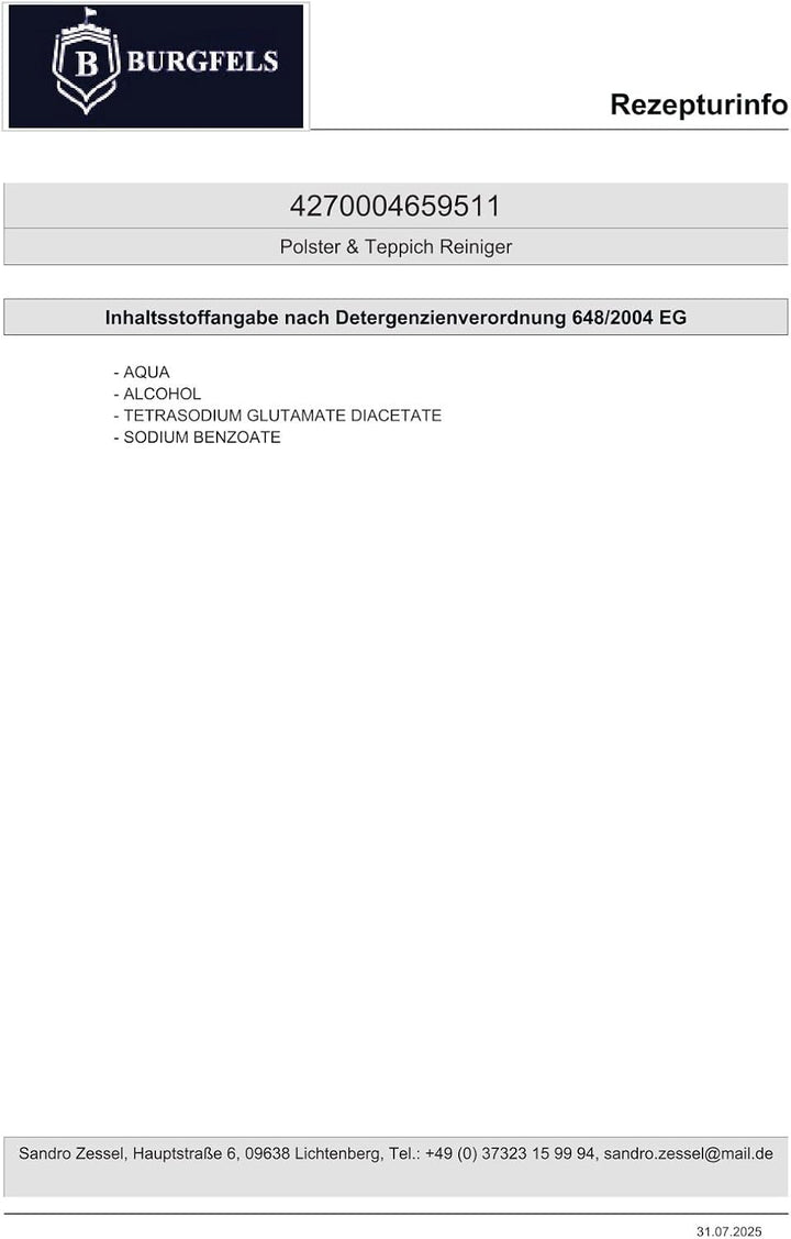 Polsterreiniger Waschsauger Reinigungsset mit Mikrofasertuch [Duft neutral] Teppichreiniger Mittel,