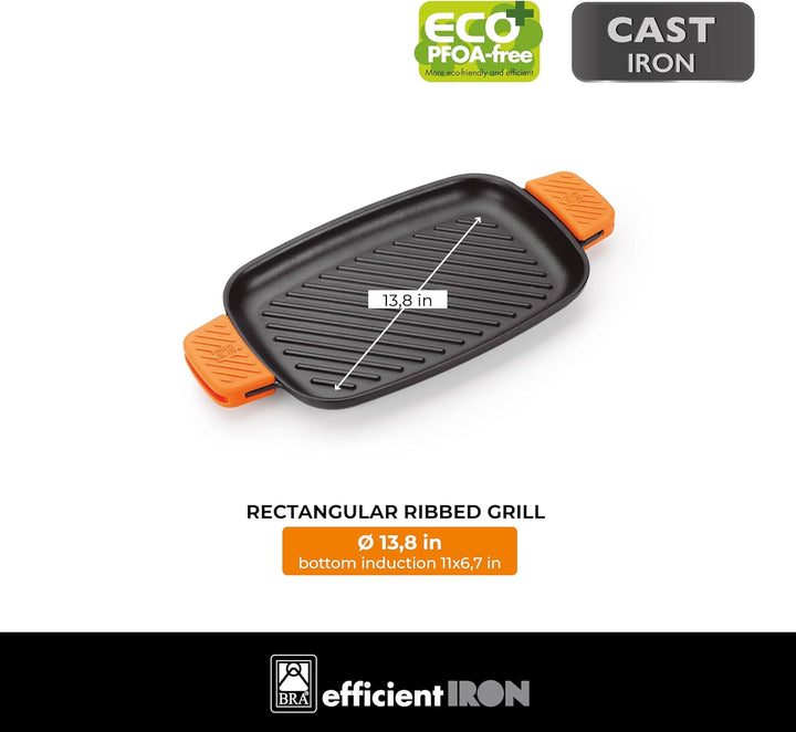 BRA Efficient Iron - Grillpfanne Grill rechteckig 35 cm Grill rechteckig Mit Streifen, Grill rechtec