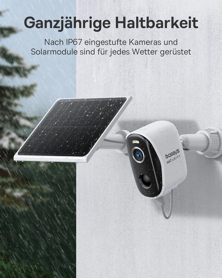 Baseus Security Überwachungskamera Aussen Solar Kabellos 16TB Erweiterbarer Speicher, Ewige Energie,