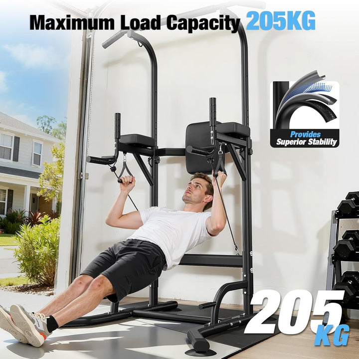 Dskeuzeew Power Tower Multifunktions-Dip-Station für Heim-Fitnessstudio, freistehende Klimmzugstange