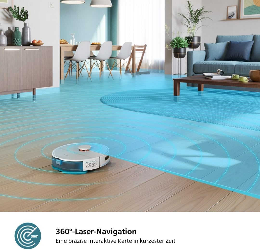 Philips Homerun Serie 2000 2. Gen: 2-in-1 Saug- und Wischroboter, 6.000pa Saugkraft, 130 Minuten Lau