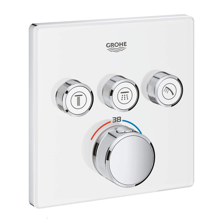 GROHE Grohtherm SmartControl | Brause- & Duschsystem - Thermostat mit 3 Absperrventilen | moon white