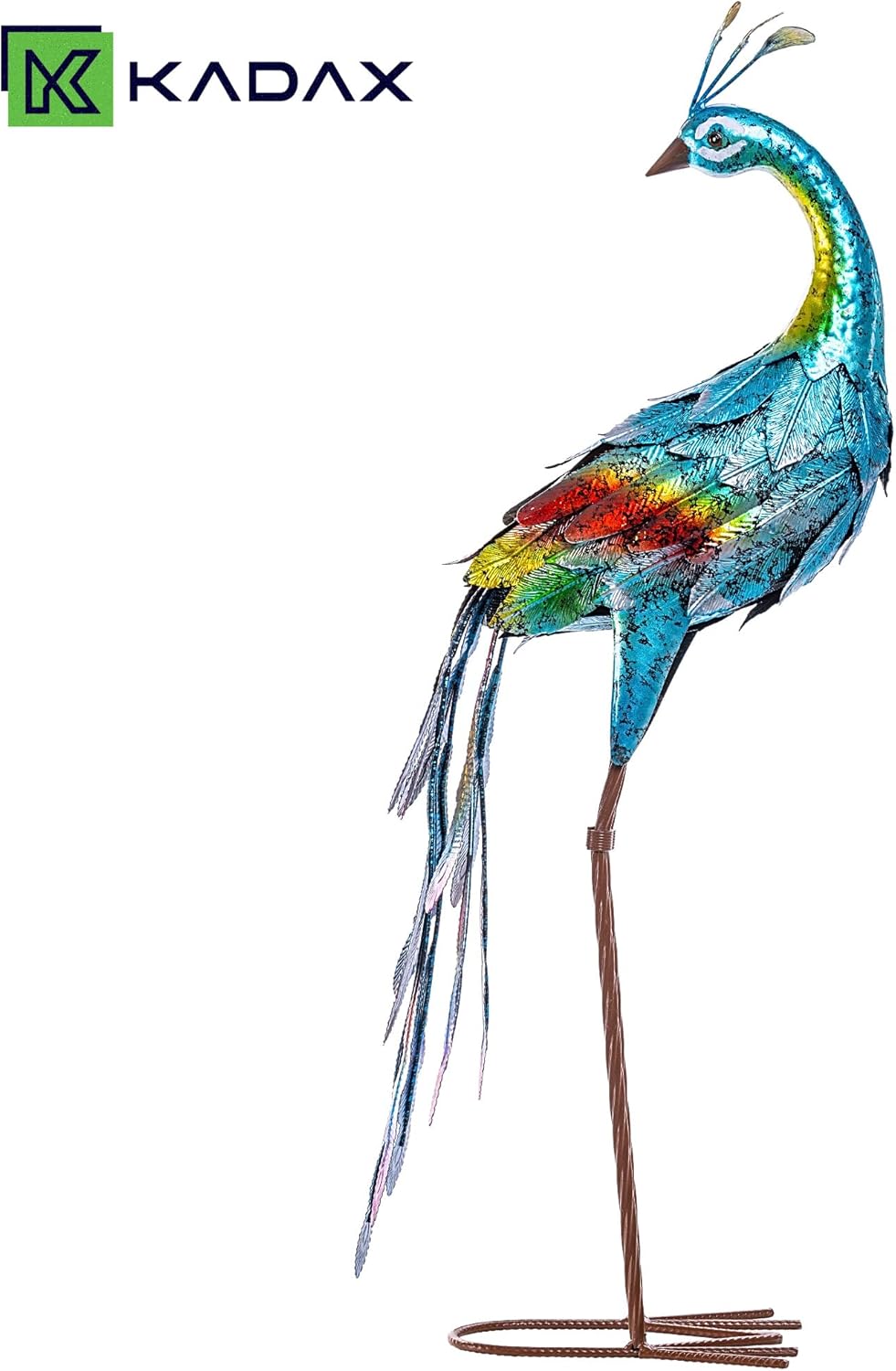 KADAX Pfau Gartenfigur 78 cm, grosse Gartenstatue aus pulverbeschichtetem Stahl, Vogel Metallfigur a